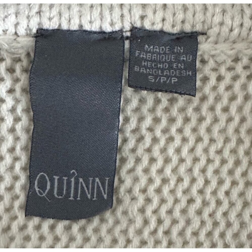 Quinn Womens Acrylic Poncho Sweater With Button Cowl Neck Beige Size S - Picture 5 of 9